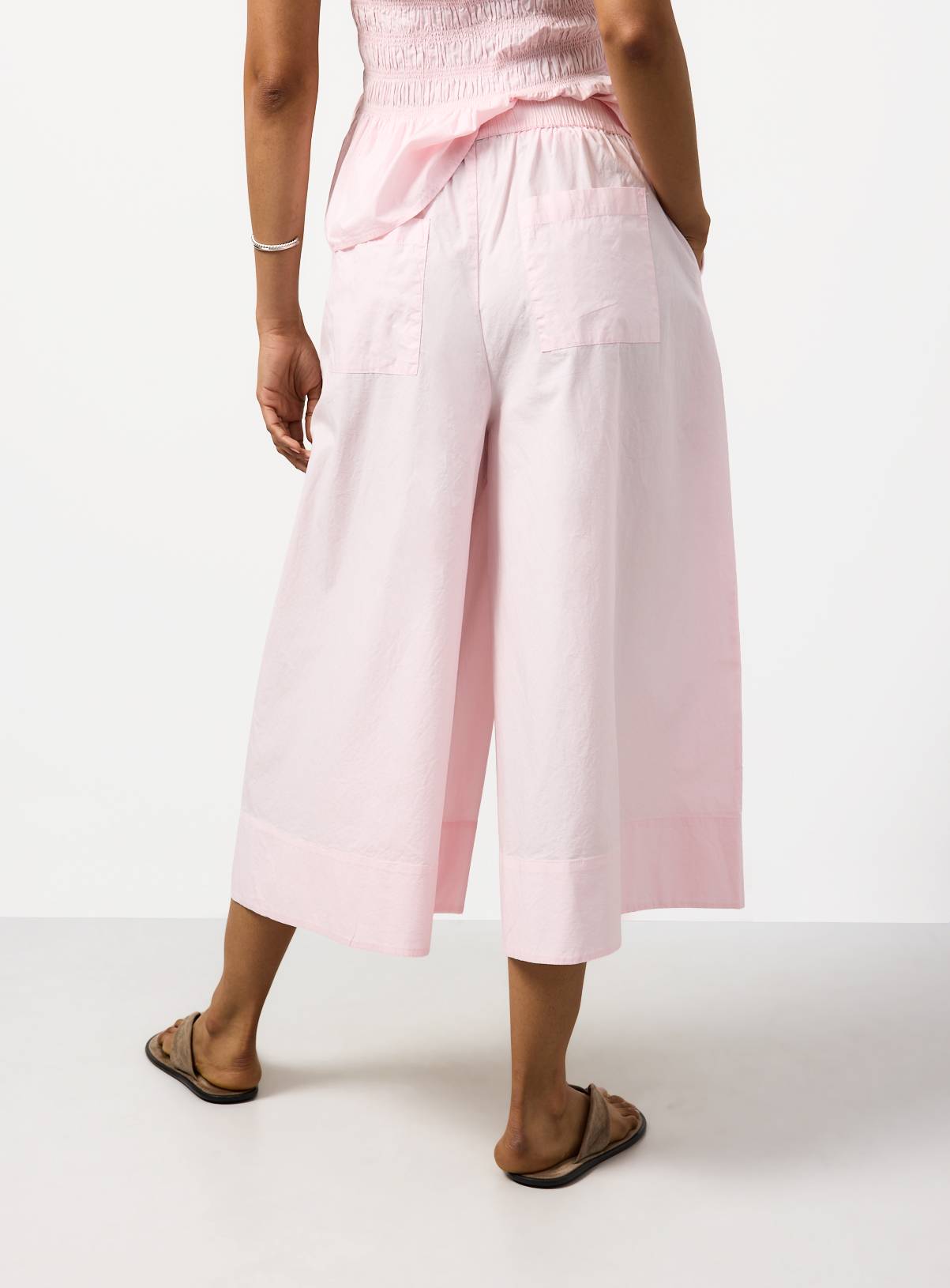 Pink Wide Leg Poplin Palazzo Trousers 16 - Image 4